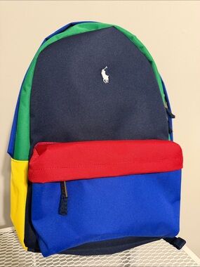 Polo by Ralph Lauren Navy, Red, Blue, Green & Yellow Colorblock Backpack